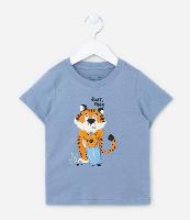 Camiseta Infantil com Estampa Interativa de Tigre Surfista - Tam 1 a 5 anos - 1