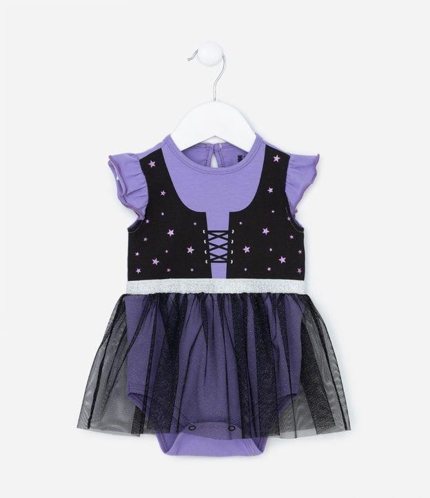 Vestido Body Infantil com Estampa Bruxinha com Saia de Tule - Tam 0 a 24 meses - 1