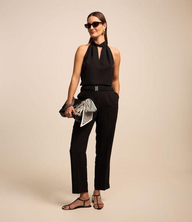 Calça Reta em Jacquard com Cinto Elástico - 2