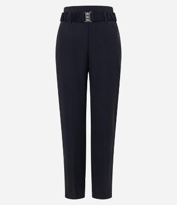Calça Reta em Jacquard com Cinto Elástico