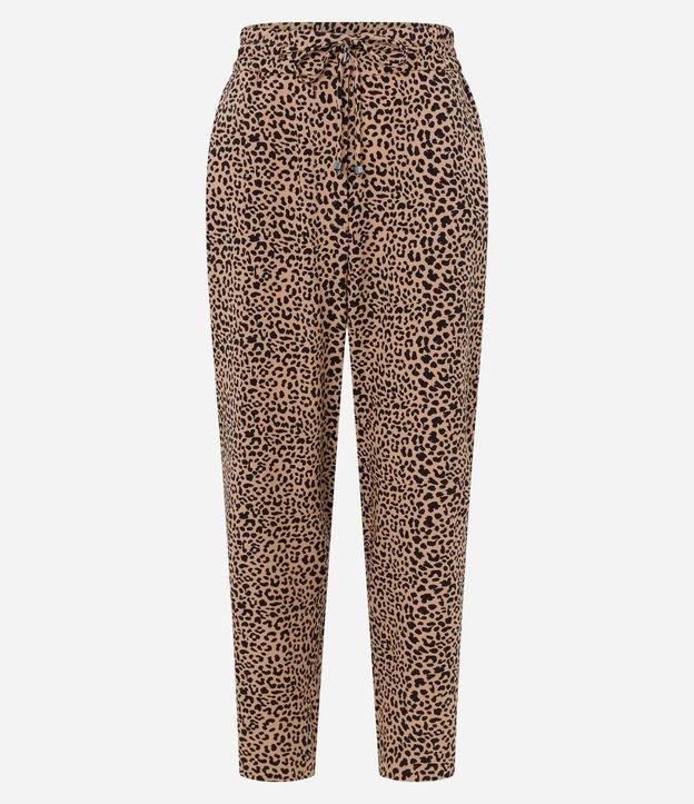 Calça em Crepe com Amarração no Cós e Estampa Animal Print - 1