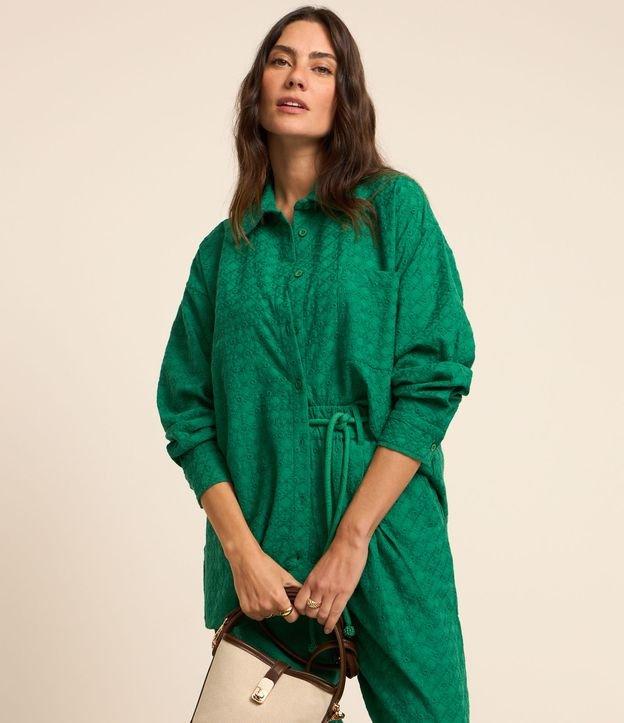 Camisa Oversized em Laise com Abotoamento e Texturas - 2