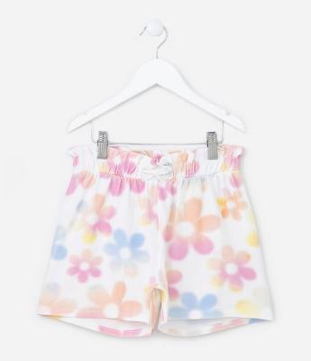 Short Clochard Infantil com Estampa Floral - Tam 5 a 14 Anos