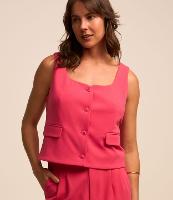 Colete em Crepe com Decote Quadrado e Botões - 2