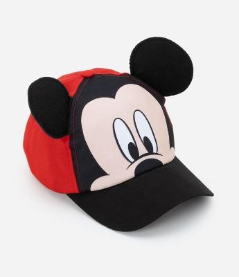 Boné Infantil em Sarja com Estampa Mickey e Orelhas 3D - Tam U