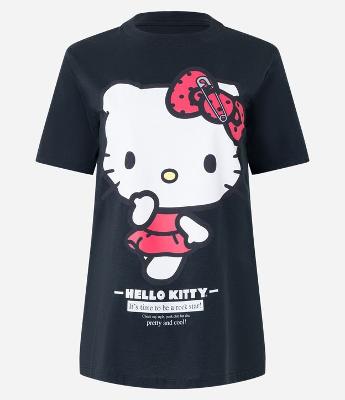 Blusa Alongada em Algodão Estampa Hello Kitty Rock Star