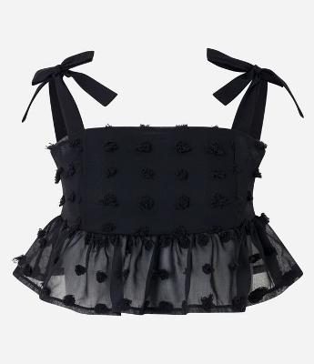 Blusa em Chiffon com Amarração na Alça e Textura Poá