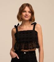 Blusa em Chiffon com Amarração na Alça e Textura Poá - 2