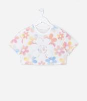 Camiseta Cropped Infantil com Estampa Floral Desfocada - Tam 5 a 14 Anos - 1