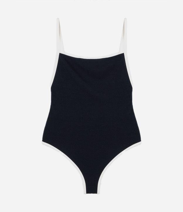 Maiô em Poliamida com Decote Reto e Detalhes Contrastantes - 2