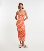 Vestido New Midi em Tule com Estampa Folhagens - 2