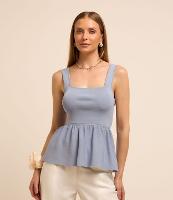 Blusa Peplum em Tricô com Decote Quadrado - 2