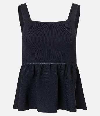 Blusa Peplum em Tricô com Decote Quadrado