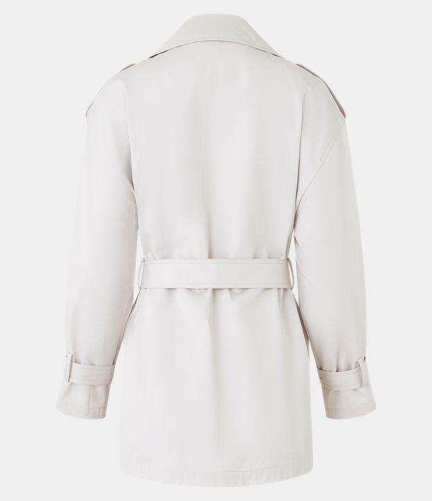Trench Coat Curto em Gabardine com Abotoamento e Cinto - 1