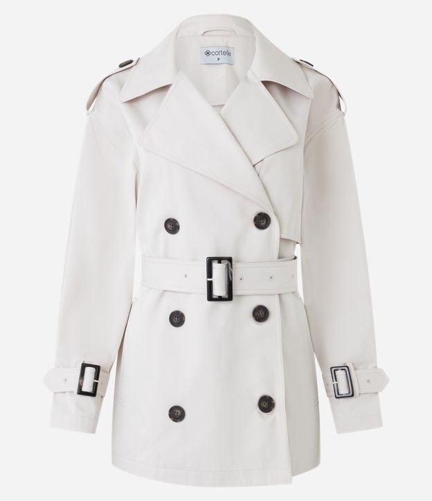 Trench Coat Curto em Gabardine com Abotoamento e Cinto - 2