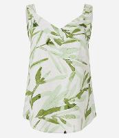 Blusa Sem Manga em Viscolinho com Folhagens Estampadas - 1