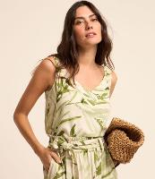 Blusa Sem Manga em Viscolinho com Folhagens Estampadas - 2