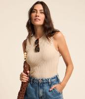 Blusa sem Manga em Viscose com Detalhe Vazado e Textura Canelada - 2