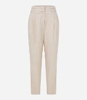 Calça Cenoura em Sarja com Recortes no Cós e Pregas - 1