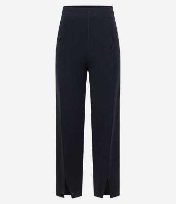 Calça Reta em Viscose com Cós Elástico e Texturas