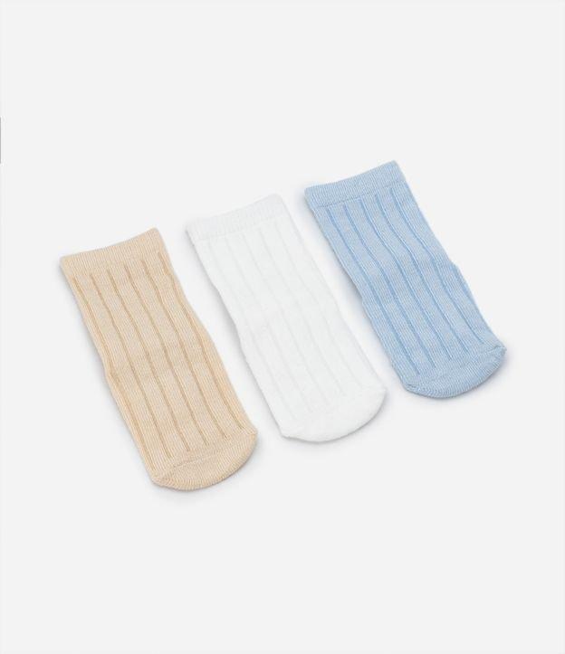 Kit 03 Meias Infantis em Algodão Caneladas - Tam 0 a 12 meses - 1