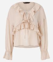 Blusa em Chiffon com Babado Jabô no Decote e Punho - 1