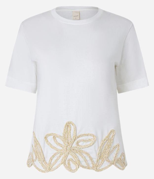 Blusa em Algodão com Flor Bordada na Barra - 1
