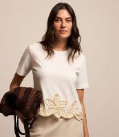 Blusa em Algodão com Flor Bordada na Barra - 2