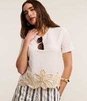 Blusa em Algodão com Flor Bordada na Barra - 3