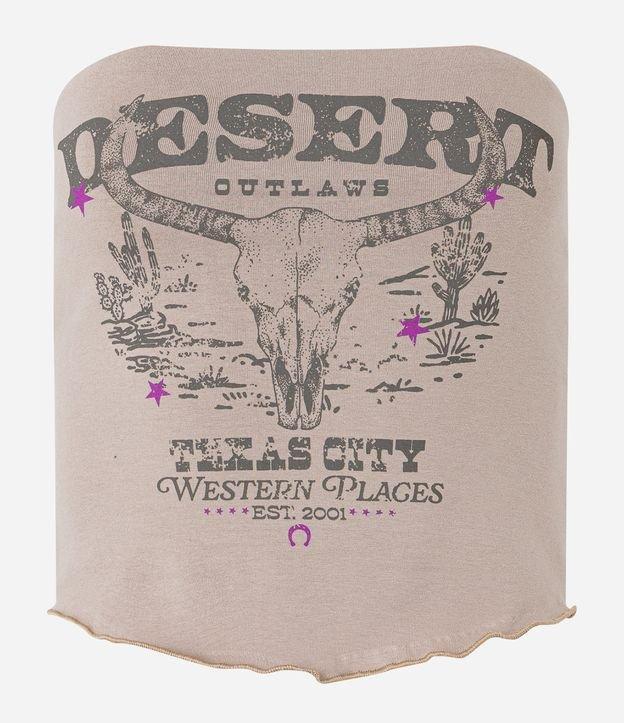 Blusa Cropped Tomara que Caia com Barra em V e Estampa Texas City - 1