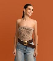 Blusa Cropped Tomara que Caia com Barra em V e Estampa Texas City - 2