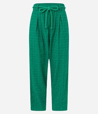 Calça Cenoura em Laise com Cinto e Detalhe de Miçangas