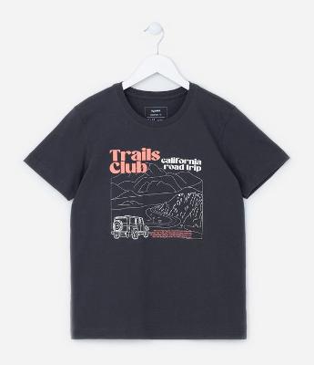 Camiseta Infantil em Algodão com Estampa Montanhas - Tam 5 a14 Anos