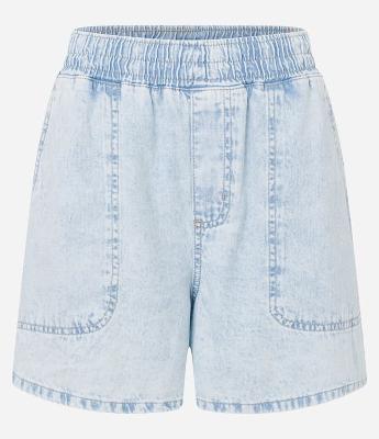 Short em Jeans com Elástico no Cós e Bolsos