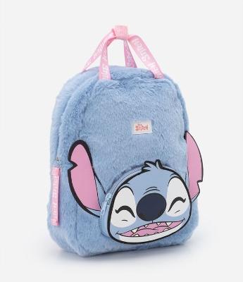 Mochila Infantil com Pelinhos e Estampa do Stitch - Tam U