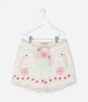 Short Infantil com Cinto e Estampa de Araras e Flores - Tam 5 a 14 Anos - 1