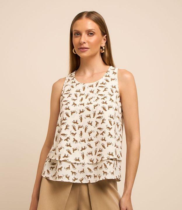 Blusa sem Manga em Airflow com Estampa Mini Oncinhas - 2