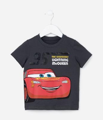Camiseta Infantil com Estampa em Gel do Relâmpago McQueen -Tam 2 a 5 Anos