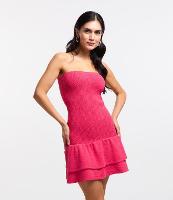 Vestido Tomara que Caia em Malha Texturizada com Babado na Saia - 1