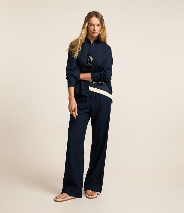 Calça em Viscolinho com Amarração no Cós - 1