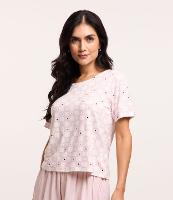 Blusa de Pijama em Viscose com Estampa Floral Xadrez - 1