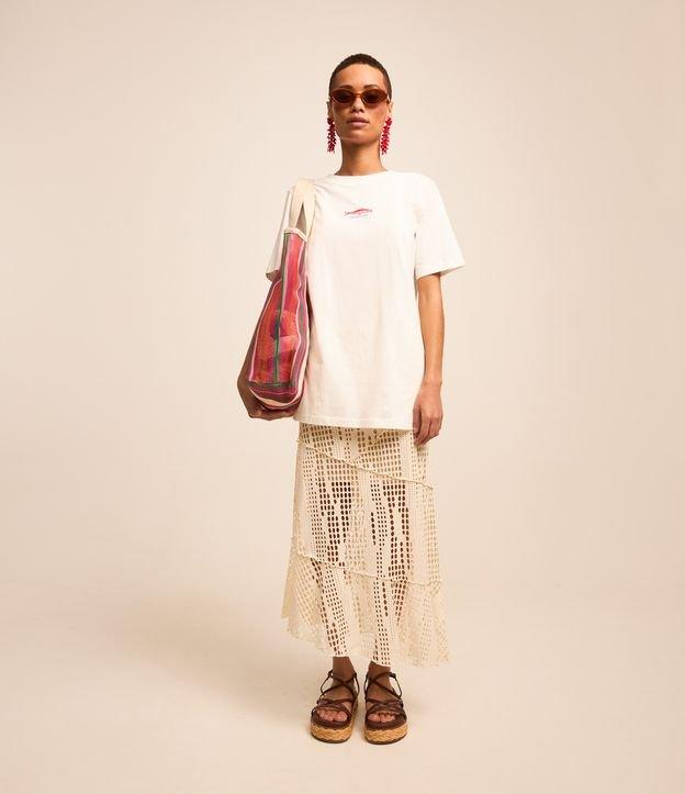 Saia Midi com Recortes Assimétricos e Textura Furadinha - 3