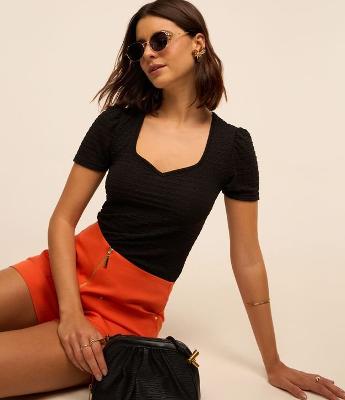 Blusa Manga Curta com Textura Xadrez
