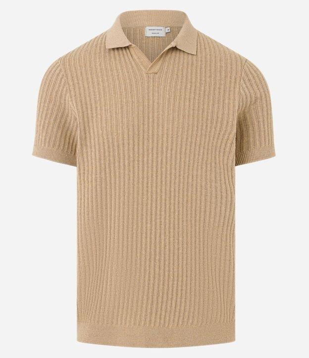 Camisa Polo com Textura Canelada e Gola em V - 1