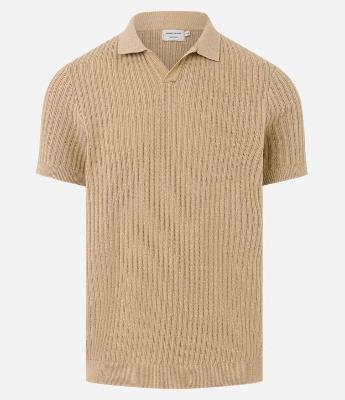 Camisa Polo com Textura Canelada e Gola em V