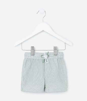 Bermuda Infantil Listrada e com Bolsinho -  0 a 18 meses