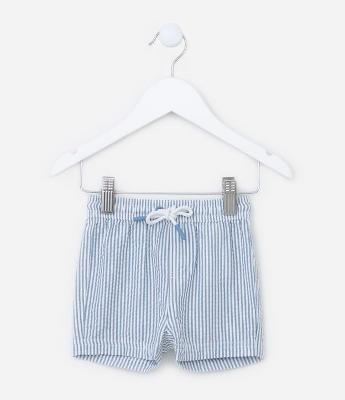 Bermuda Infantil Listrada e com Bolsinho -  0 a 18 meses