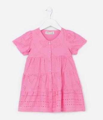 Vestido Infantil em Laise com Mangas Bufantes - Tam 1 a 5 Anos