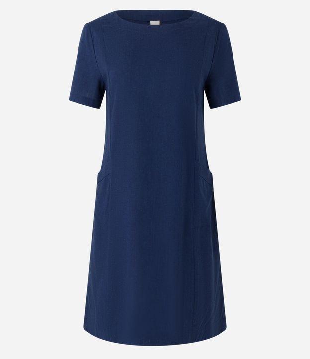 Vestido T-shirt em Viscolinho com Bolsos Laterais - 1