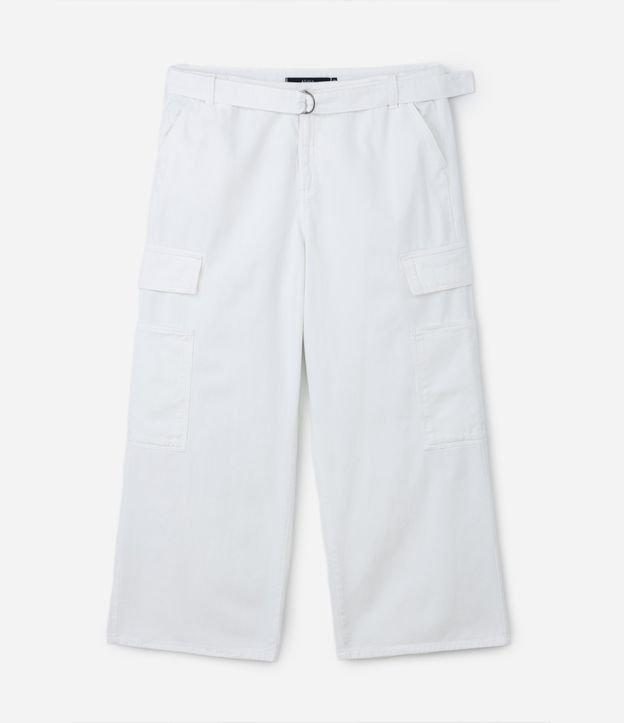 Calça Wide Leg em Sarja com Bolsos Cargo e Cinto Faixa Curve & Plus Size - 1